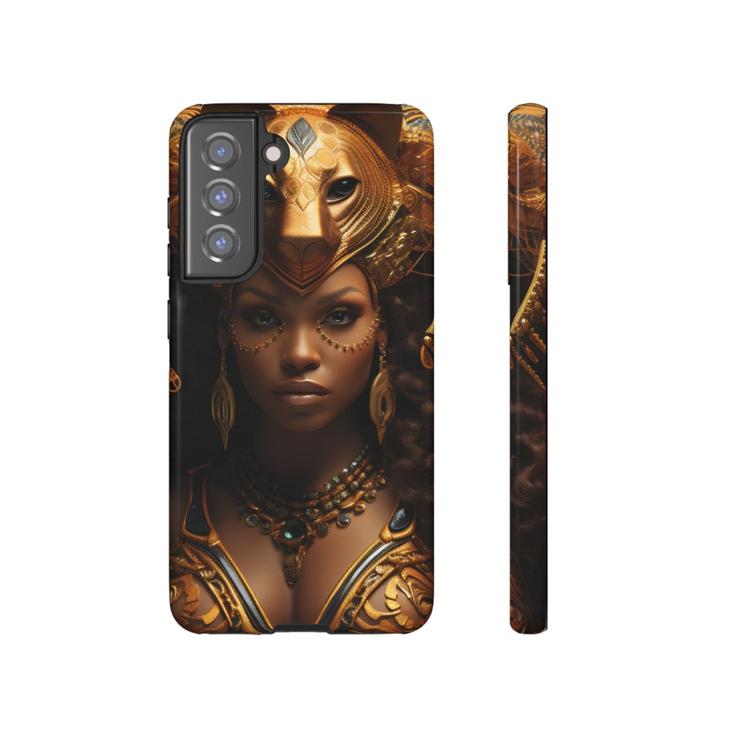 African Beauty in Golden Ceremonial Outfit Phone Case – Elegant Cultural Art Design, Stylish Protective Cover