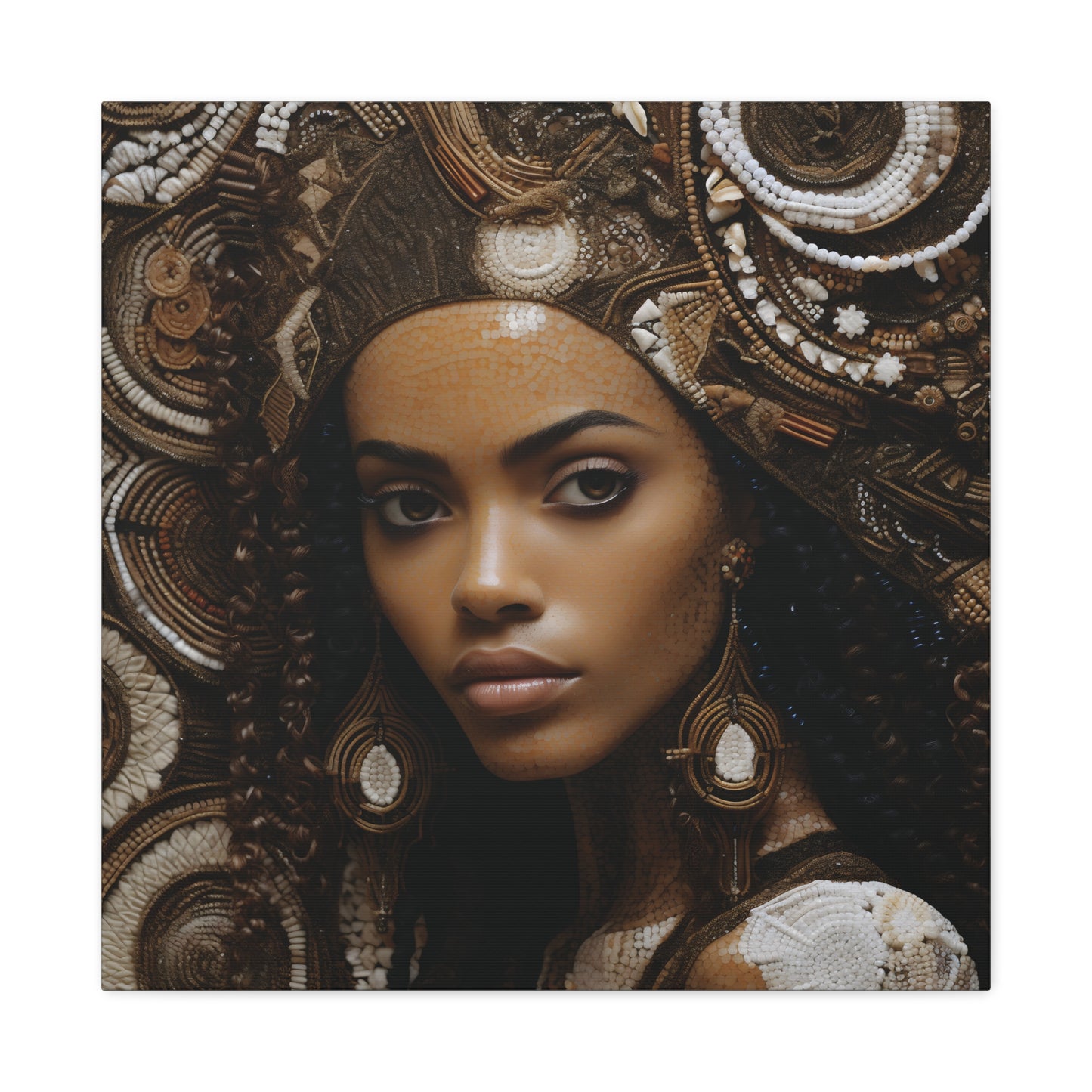 African Royal Matte Canvas – Melanin Queen Wall Art Canvas, Home Decor, Bohemian Style, Unique Gift, Modern Art, Gallery Wall