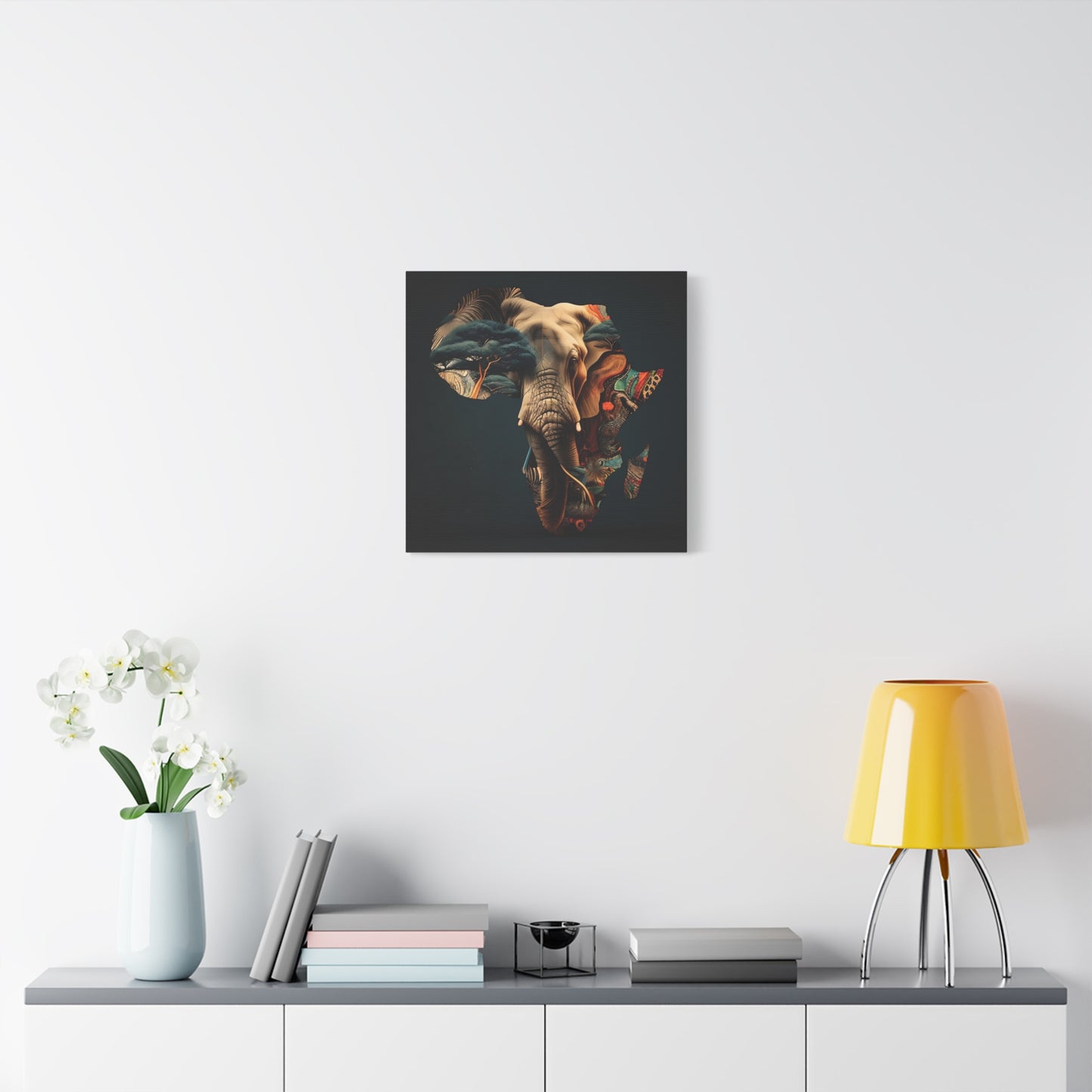 African Elephant Map Art – Tribal Wildlife Wall Decor of Africa Continent Stretched Canvas Art Print, Africa, Elephant Design, Home Decor, Wall Art, Wildlife Lover Gift, Art for Nature Enthusiasts