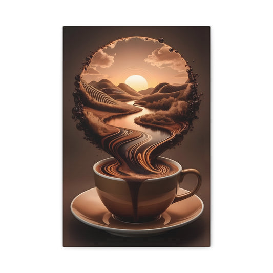 Coffee-Inspired Wall Art Print, Morning Mood, Kitchen Decor, Unique Gift for Coffee Lovers, Home Office Artwork, Modern Canvas Decor