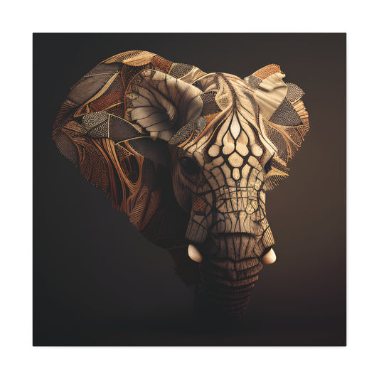 Tribal Elephant Wall Art – Intricate African Animal Canvas Print, Unique Wall Art, Home Decor, Gift for Animal Lovers, Nature-Inspired Artwork