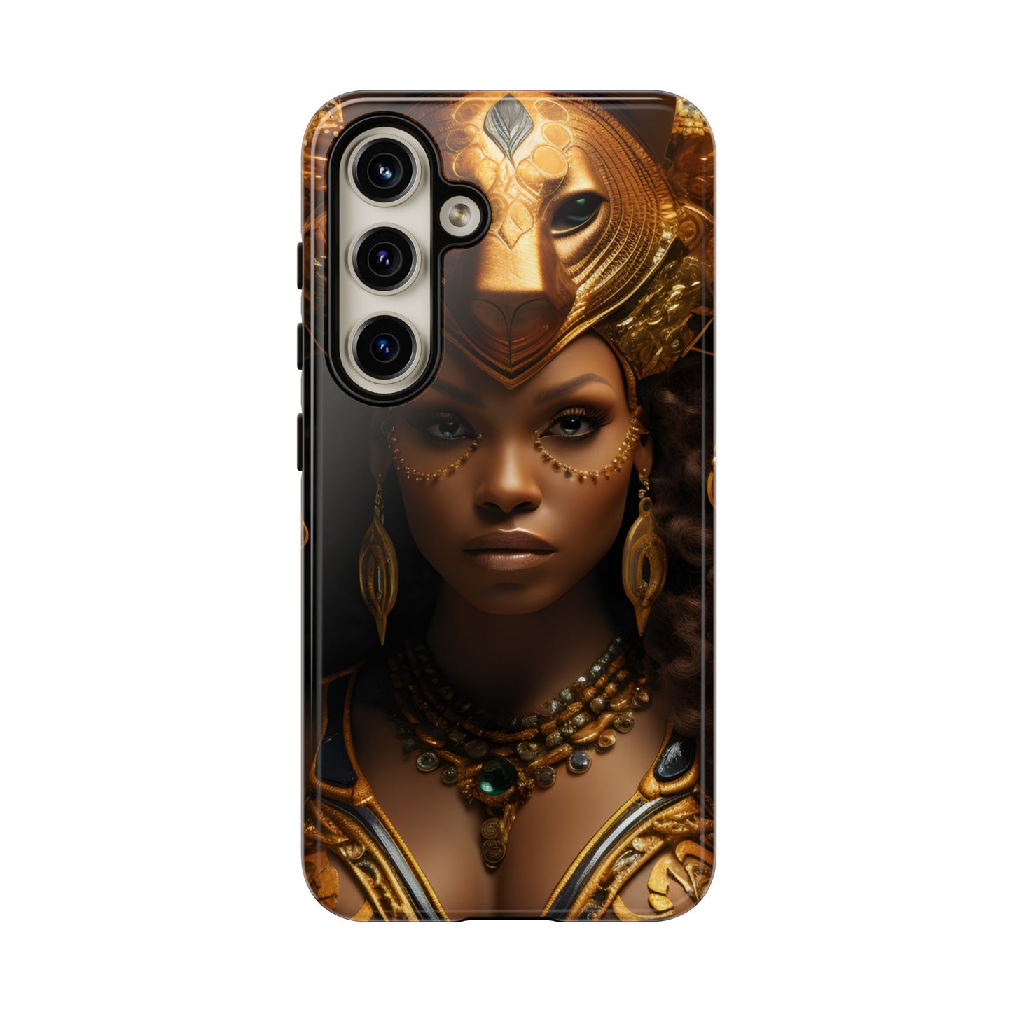 African Beauty in Golden Ceremonial Outfit Phone Case – Elegant Cultural Art Design, Stylish Protective Cover