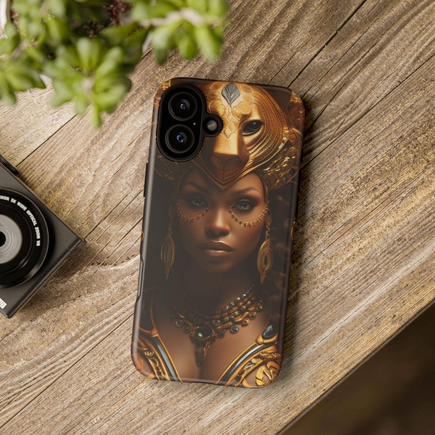 African Beauty in Golden Ceremonial Outfit Phone Case – Elegant Cultural Art Design, Stylish Protective Cover