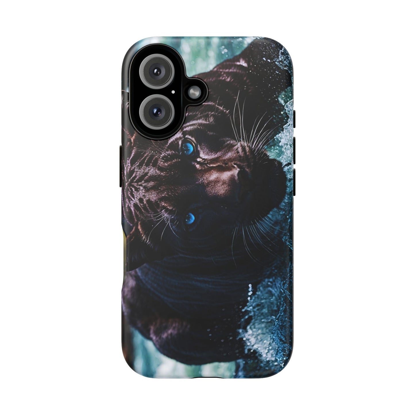 Black Jaguar Phone Case – Majestic Wildlife Design with Water Reflection, Durable Protective Cover