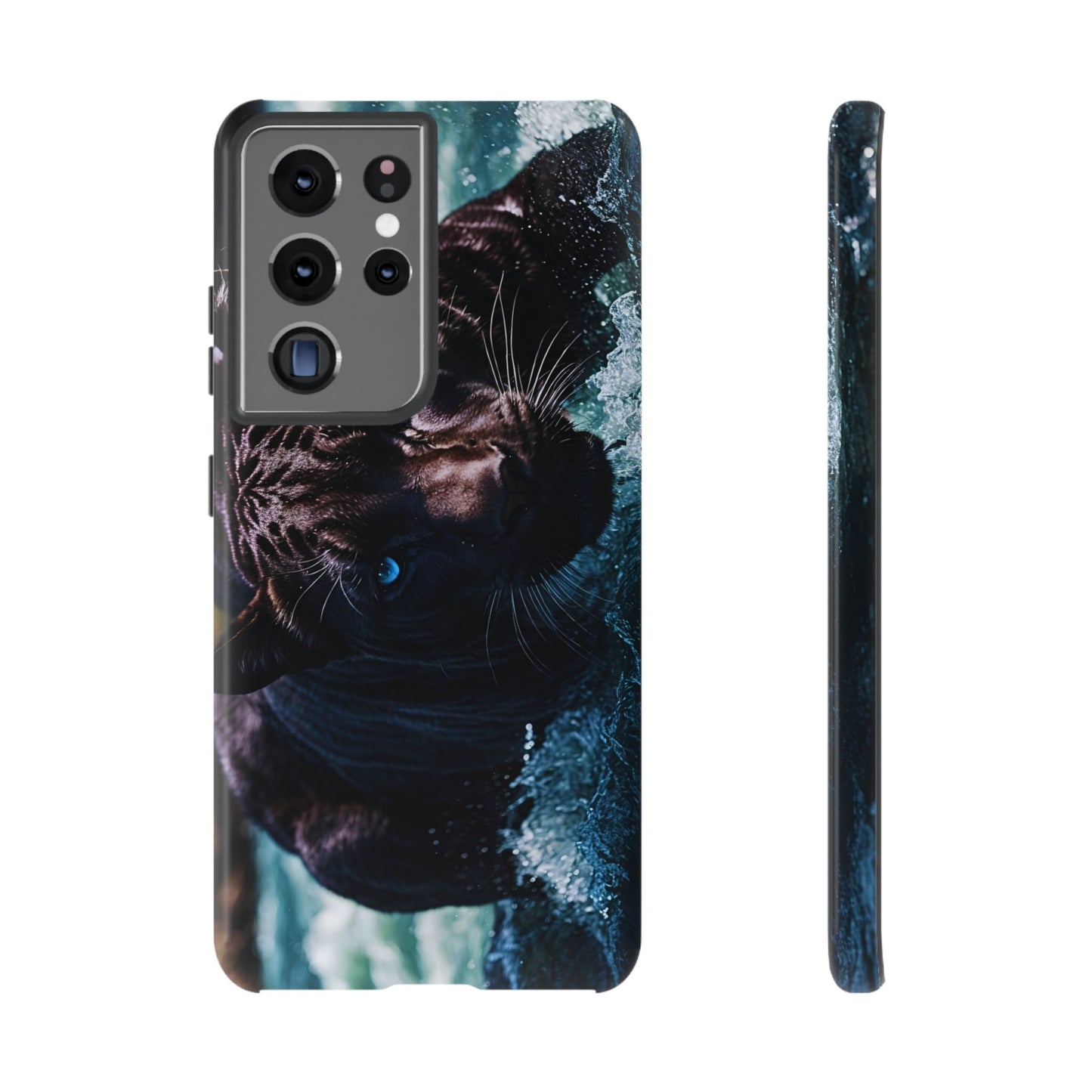 Black Jaguar Phone Case – Majestic Wildlife Design with Water Reflection, Durable Protective Cover