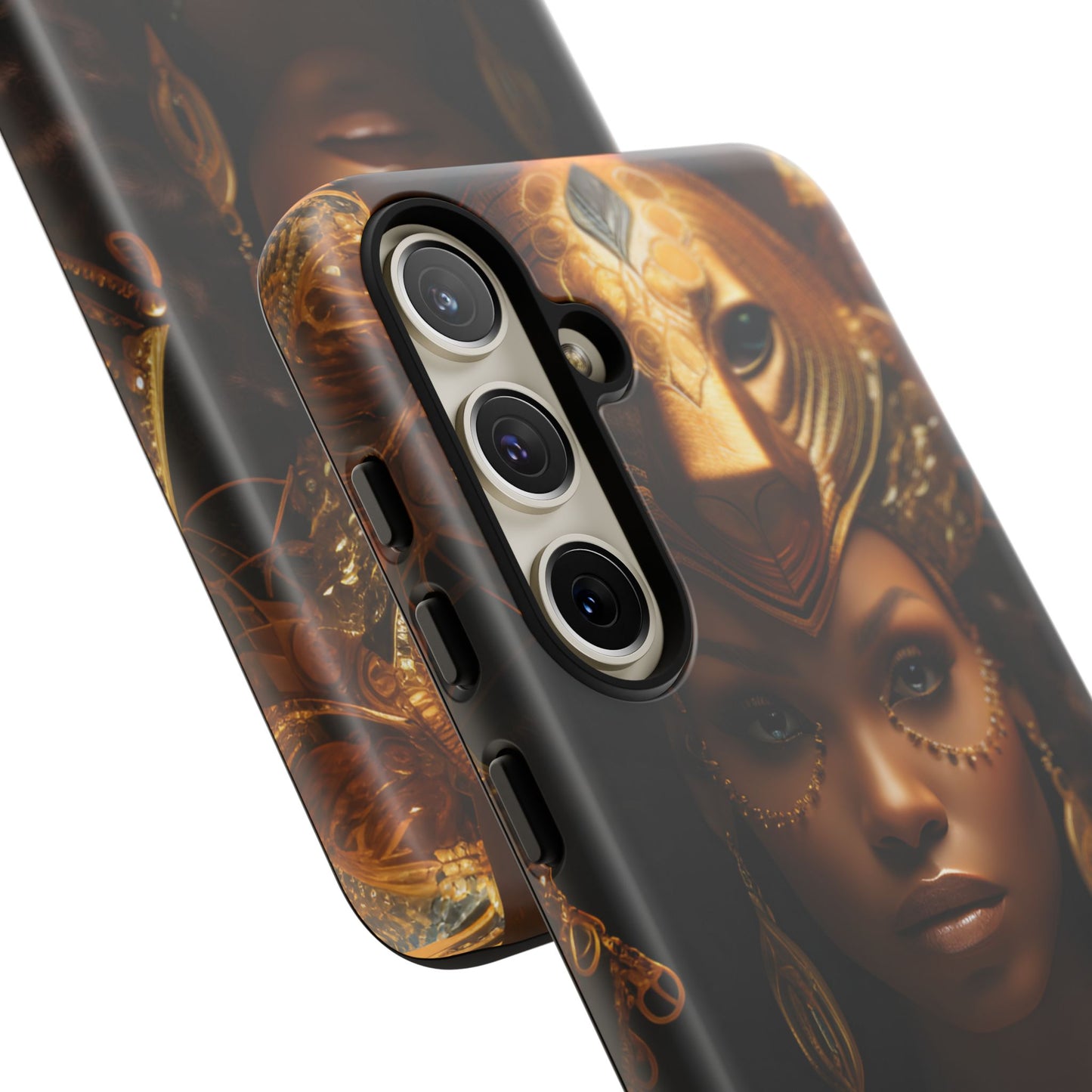 African Beauty in Golden Ceremonial Outfit Phone Case – Elegant Cultural Art Design, Stylish Protective Cover