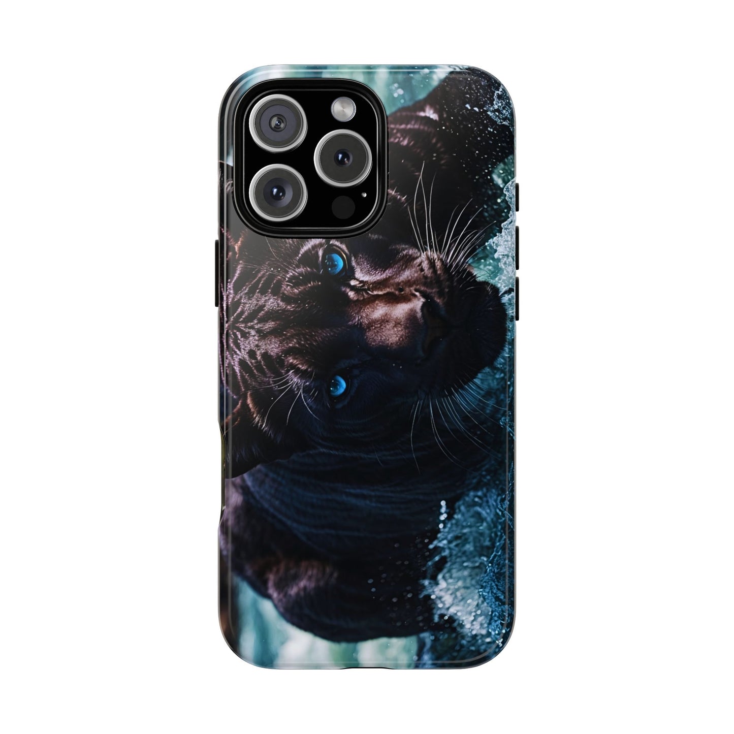 Black Jaguar Phone Case – Majestic Wildlife Design with Water Reflection, Durable Protective Cover