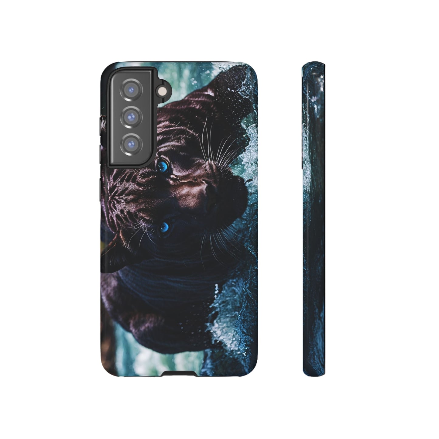 Black Jaguar Phone Case – Majestic Wildlife Design with Water Reflection, Durable Protective Cover