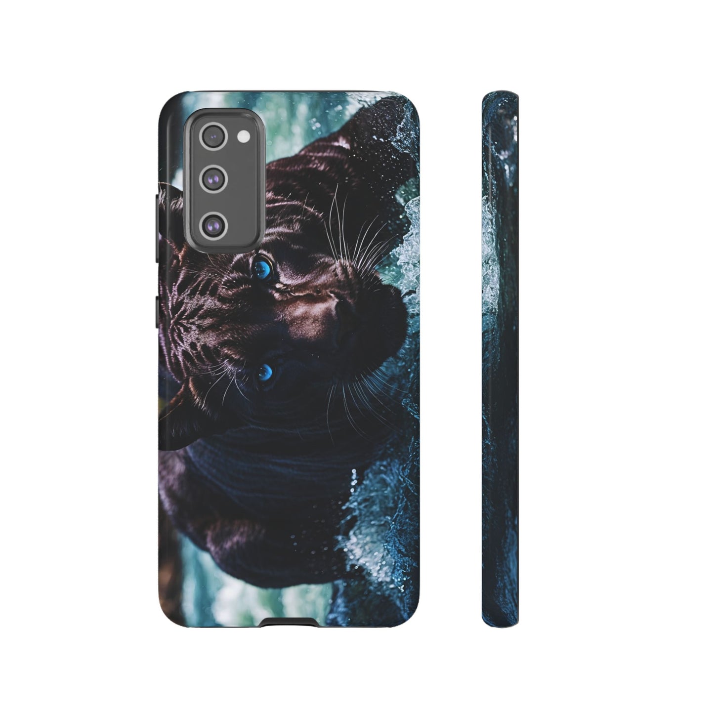 Black Jaguar Phone Case – Majestic Wildlife Design with Water Reflection, Durable Protective Cover