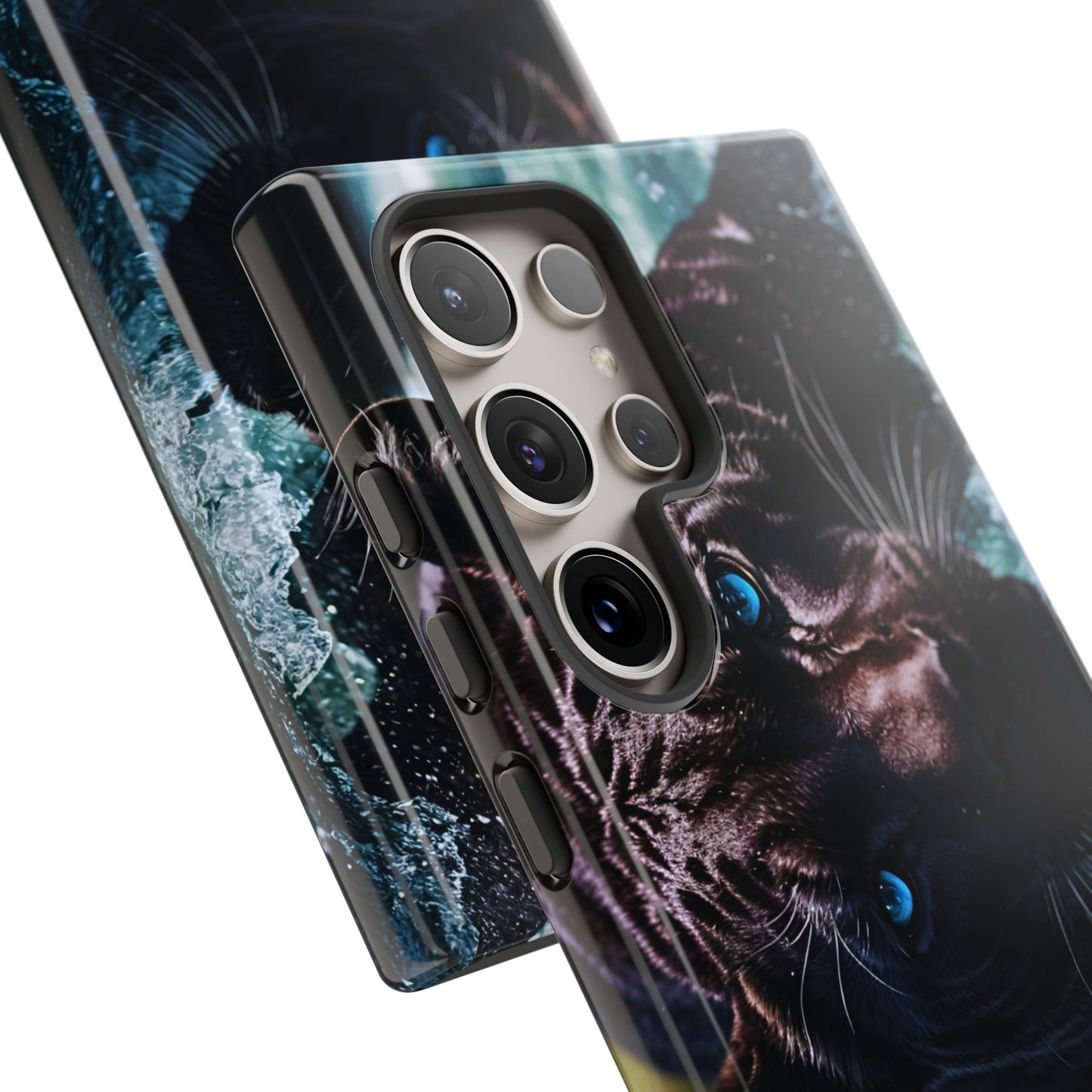 Black Jaguar Phone Case – Majestic Wildlife Design with Water Reflection, Durable Protective Cover