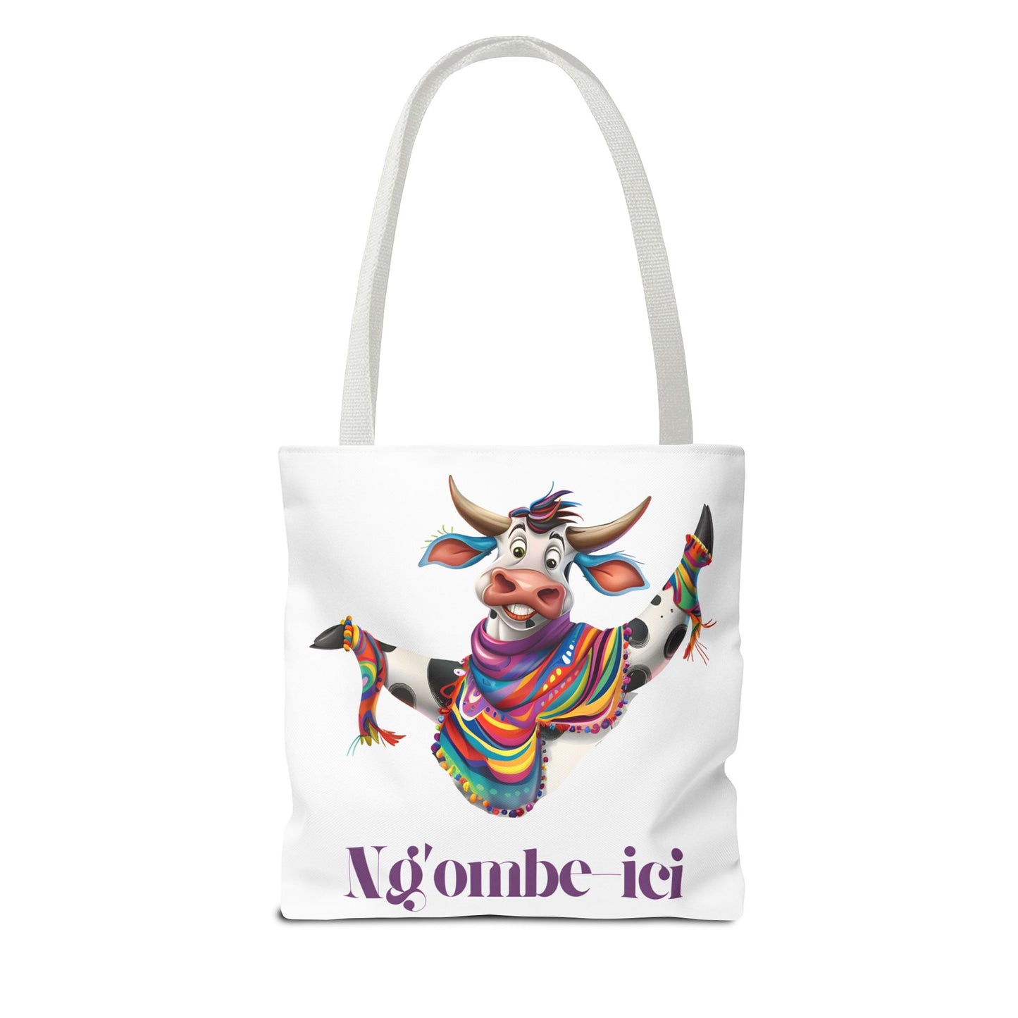 Funny Ngombe-ici Cow Tote Bag, Fun Eco-Friendly Shopping Bag, Animal Lover Gift, Festival Tote, Cute Cow Design, Mochila de Vaca