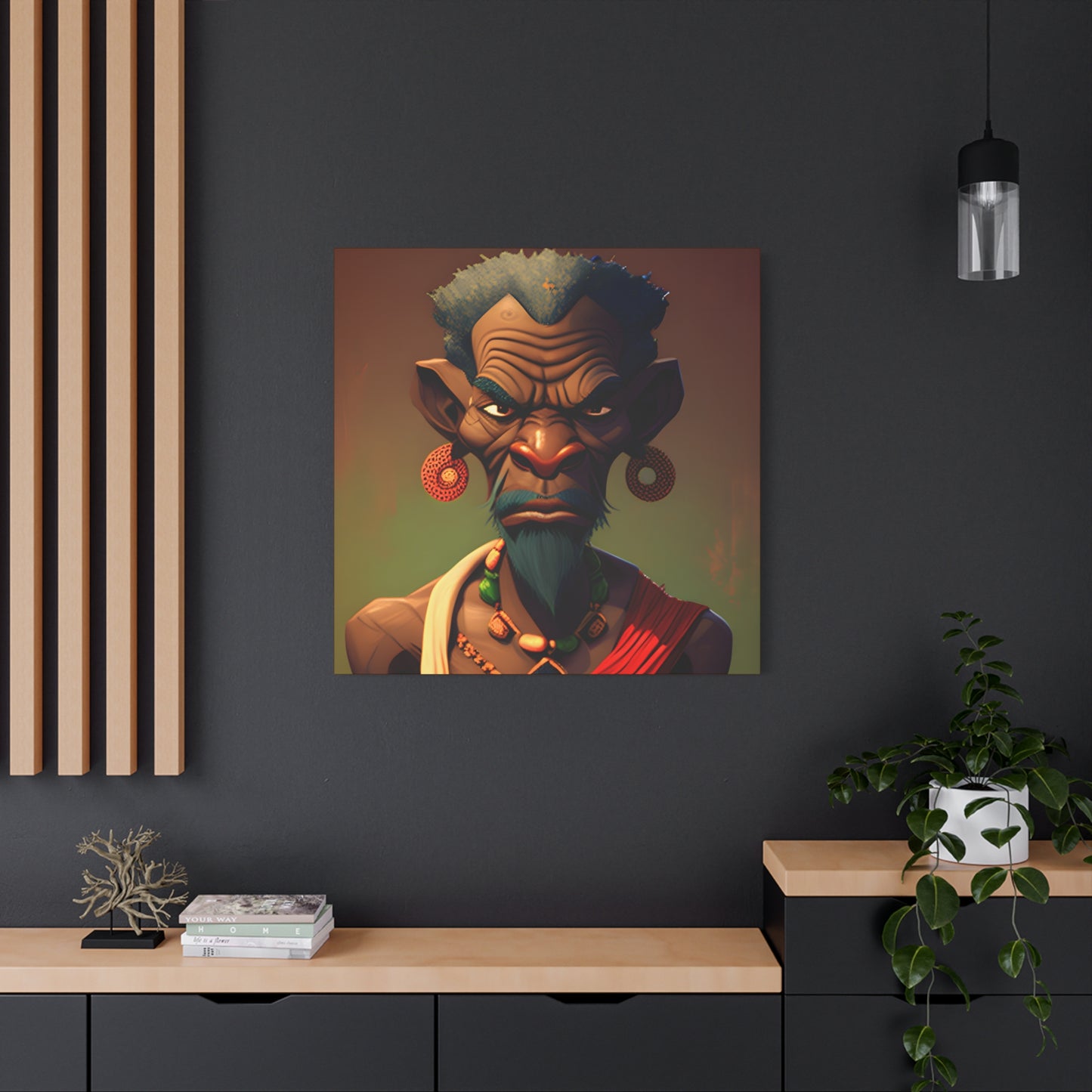 Afro Futurist Tribal Elder Portrait – Bold African Character Art Canvas Print, Home Decor, Ethnic Portrait, African Culture Print, Art Gift for Collectors