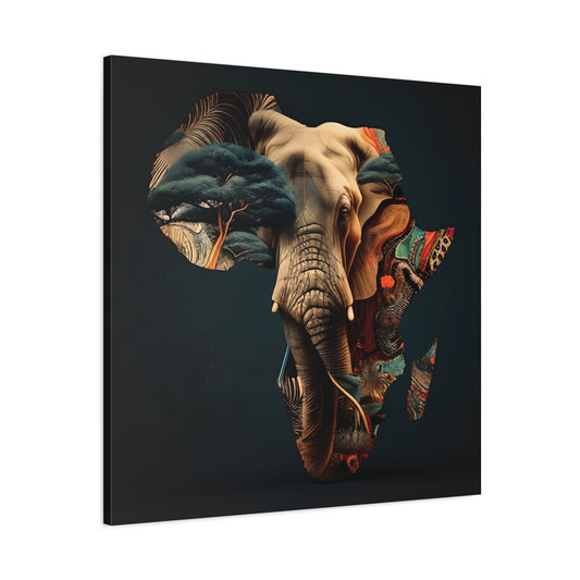 African Elephant Map Art – Tribal Wildlife Wall Decor of Africa Continent Stretched Canvas Art Print, Africa, Elephant Design, Home Decor, Wall Art, Wildlife Lover Gift, Art for Nature Enthusiasts