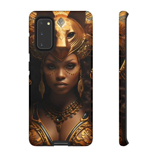 African Beauty in Golden Ceremonial Outfit Phone Case – Elegant Cultural Art Design, Stylish Protective Cover