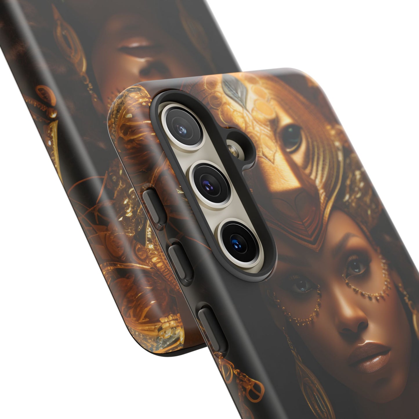 African Beauty in Golden Ceremonial Outfit Phone Case – Elegant Cultural Art Design, Stylish Protective Cover