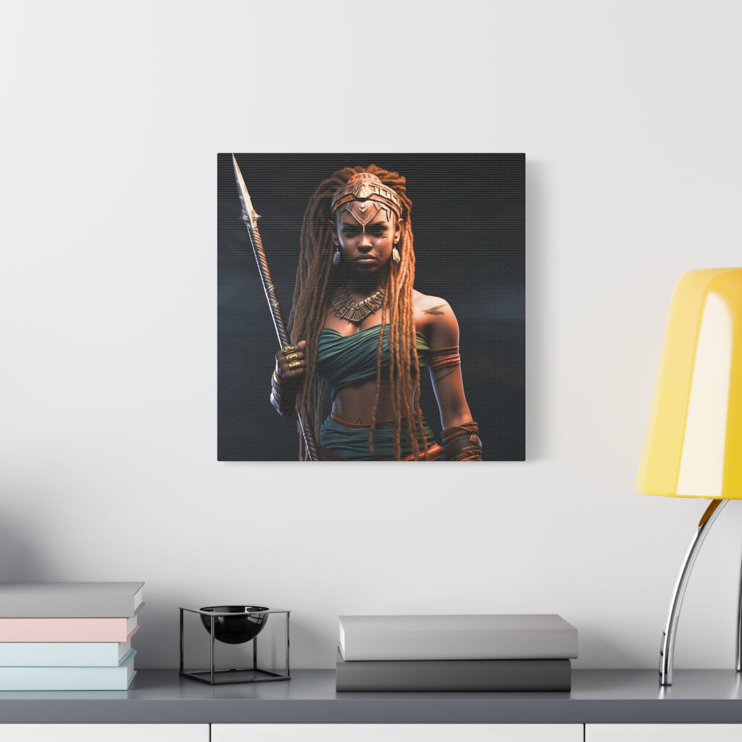 Warrior Queen Stretched Canvas Wall Art Print, Warrior Decor, Wall Art, Home Decor, Unique Gift, African Goddess