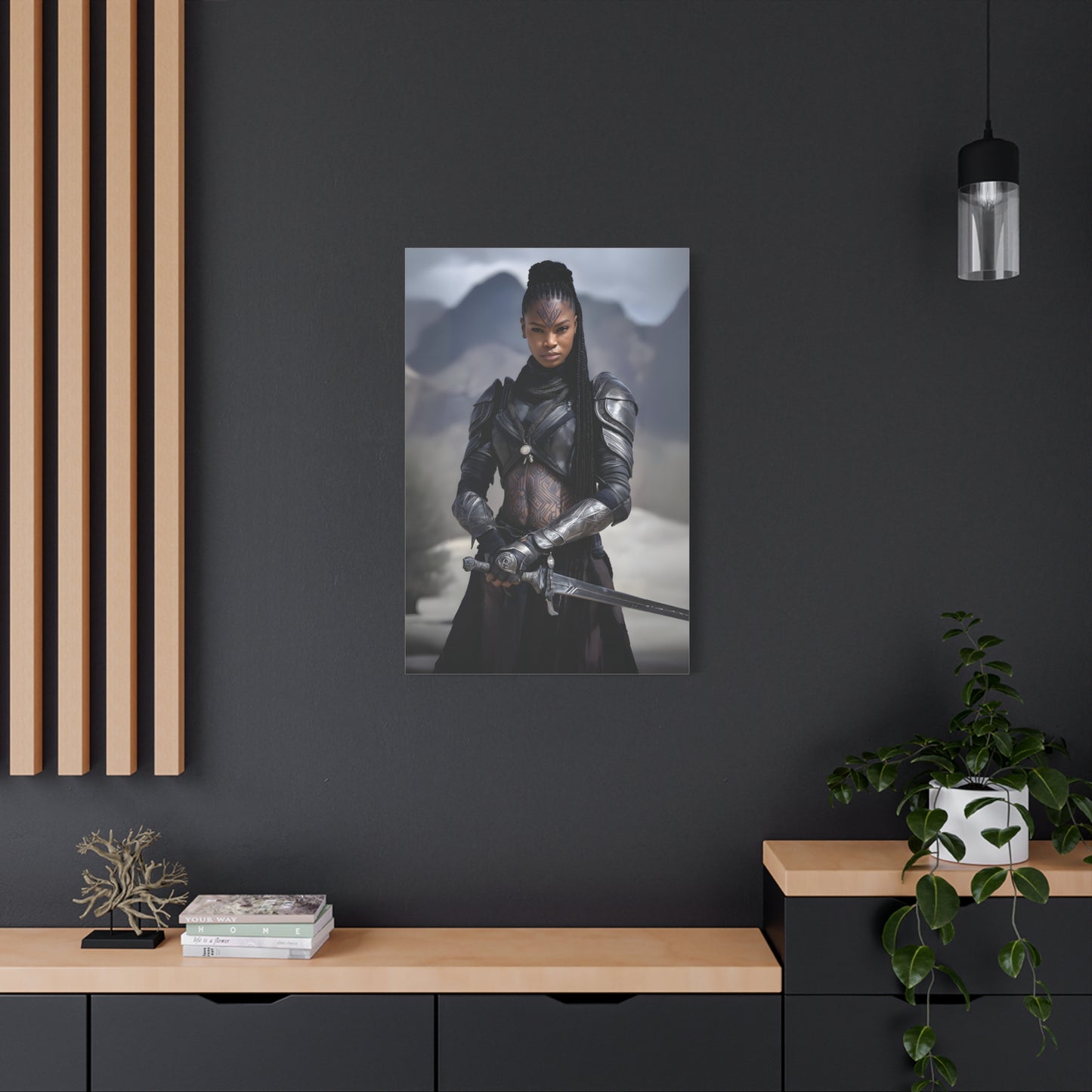 Epic Warrior Art Canvas Print, Fantasy Wall Decor, Unique Home Decor, Gift for Fans, Adventurous Art Piece, Heroic Themed Art