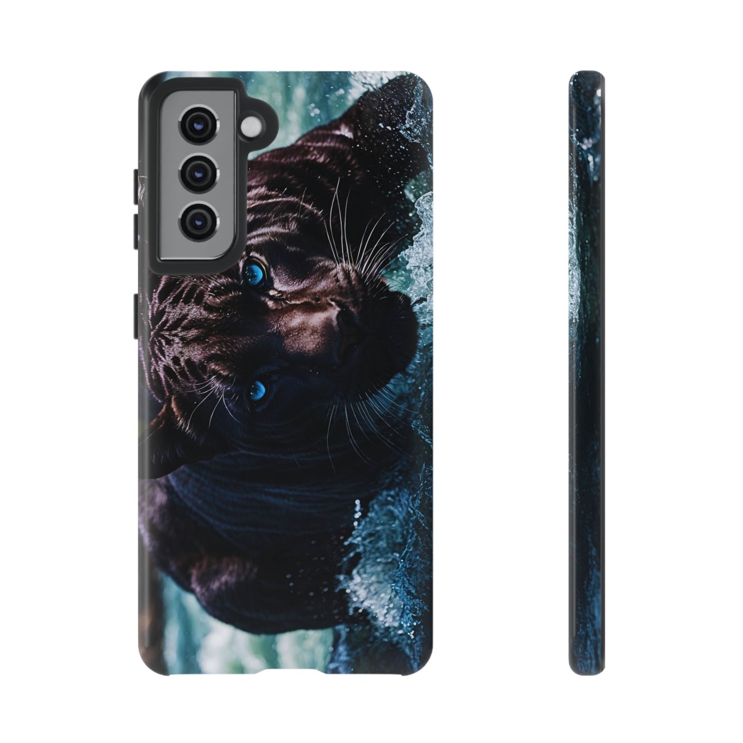 Black Jaguar Phone Case – Majestic Wildlife Design with Water Reflection, Durable Protective Cover