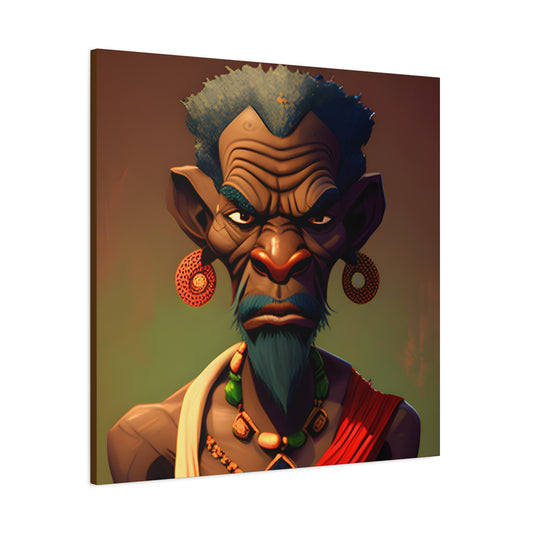 Afro Futurist Tribal Elder Portrait – Bold African Character Art Canvas Print, Home Decor, Ethnic Portrait, African Culture Print, Art Gift for Collectors