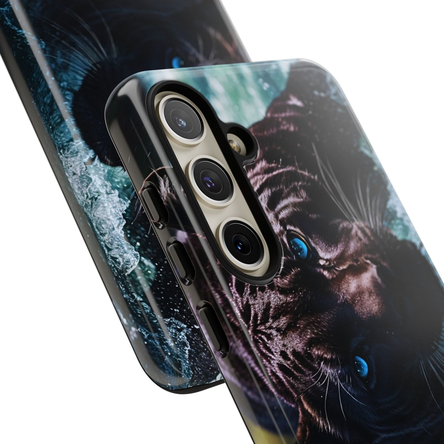 Black Jaguar Phone Case – Majestic Wildlife Design with Water Reflection, Durable Protective Cover