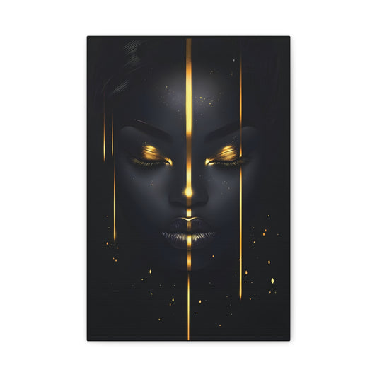 Afrocentric Black Gold Wall Art – Elegant African Woman with Gold Accents, Minimalist Wall Decor, Modern Home Aesthetic, Gift for Art Lovers, Thoughtful Housewarming Present