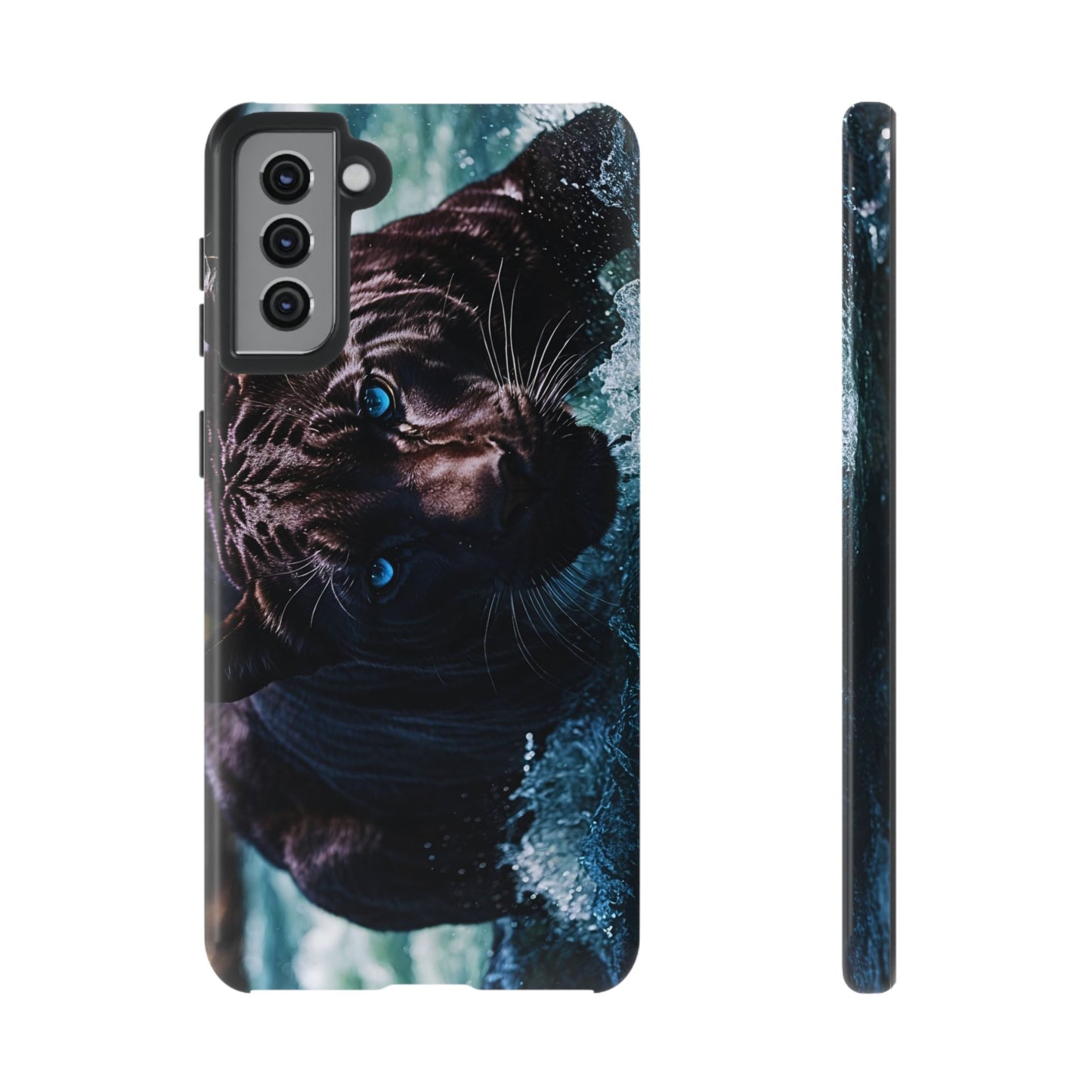 Black Jaguar Phone Case – Majestic Wildlife Design with Water Reflection, Durable Protective Cover