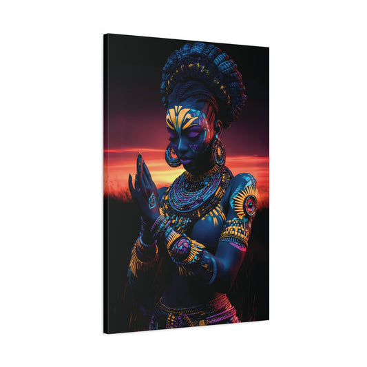 AfricanTribal Woman Canvas Wall Art, Boho Decor, Afrocentric Home Gift, Eclectic Art Piece, Unique Wall Decor, Gallery Wall Accent