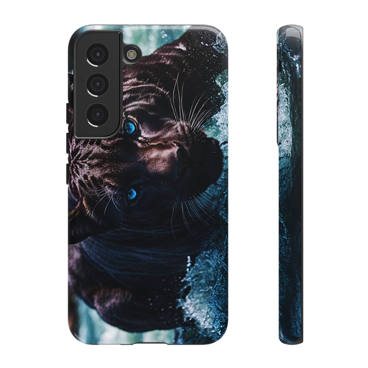 Black Jaguar Phone Case – Majestic Wildlife Design with Water Reflection, Durable Protective Cover