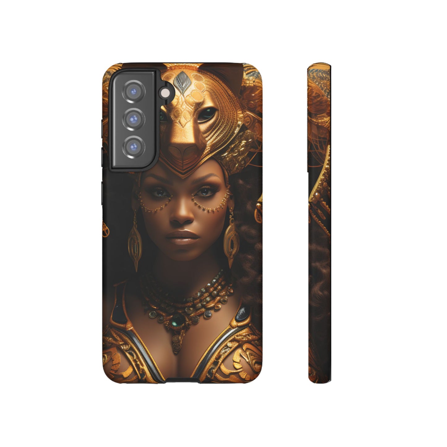 African Beauty in Golden Ceremonial Outfit Phone Case – Elegant Cultural Art Design, Stylish Protective Cover