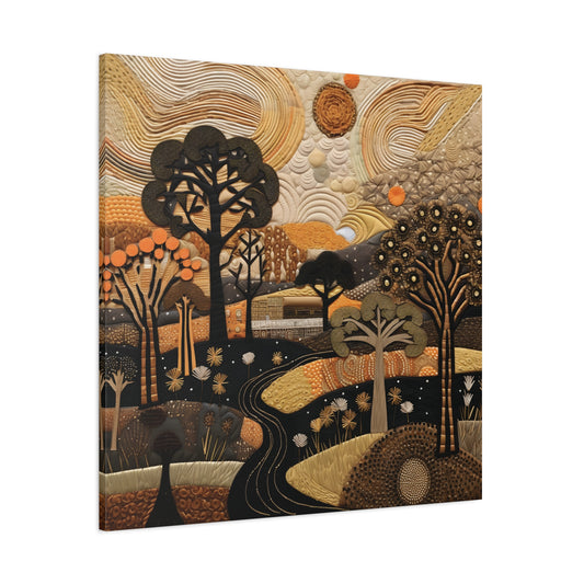 Artistic African Landscape Wall Art Canvas Print, Home Decor, Nature Landscape, Cozy Vibes, Gift for Art Lovers, Fall Decor, Unique Artwork