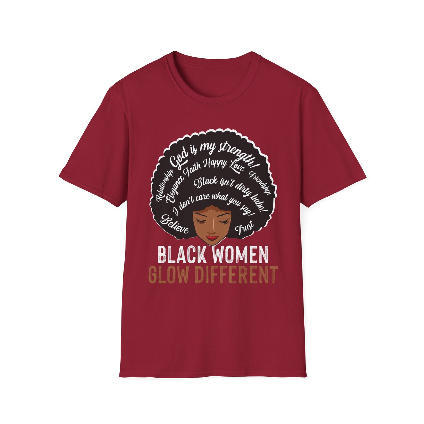 Black Women Glow Different Unisex Softstyle T-Shirt