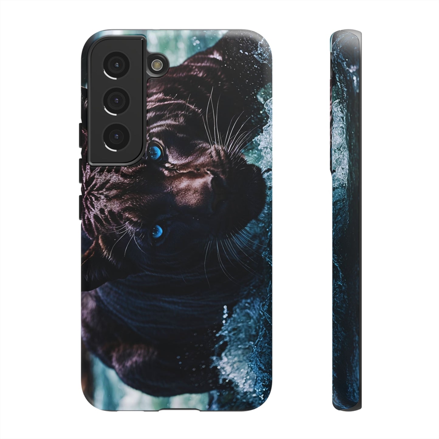 Black Jaguar Phone Case – Majestic Wildlife Design with Water Reflection, Durable Protective Cover