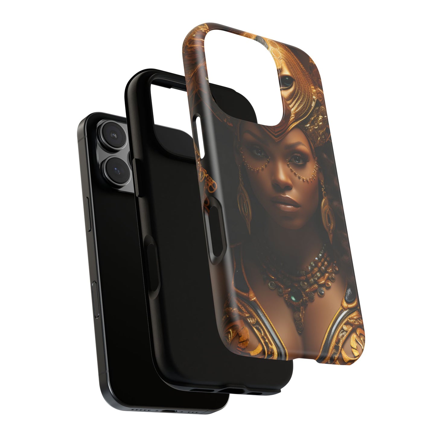 African Beauty in Golden Ceremonial Outfit Phone Case – Elegant Cultural Art Design, Stylish Protective Cover