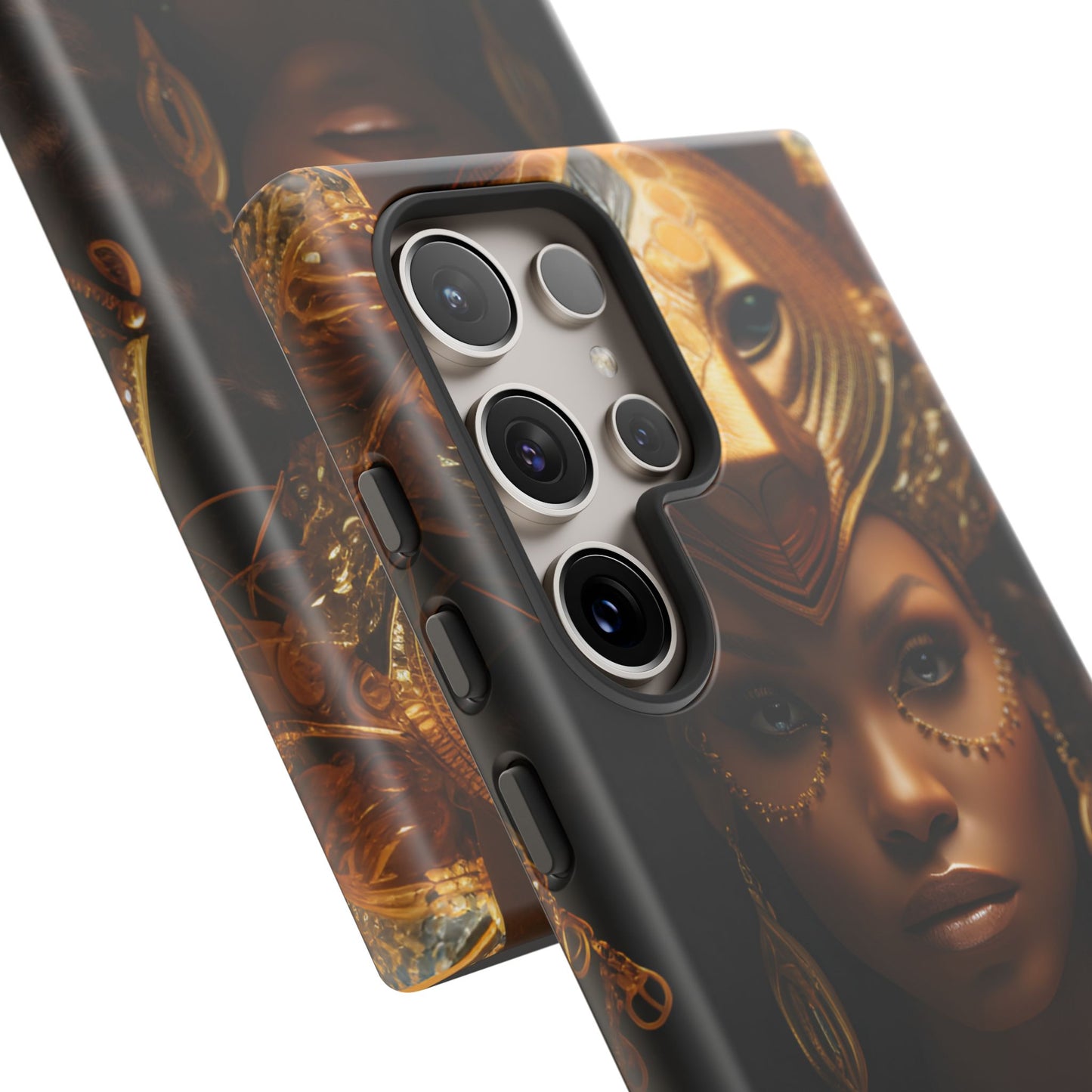 African Beauty in Golden Ceremonial Outfit Phone Case – Elegant Cultural Art Design, Stylish Protective Cover