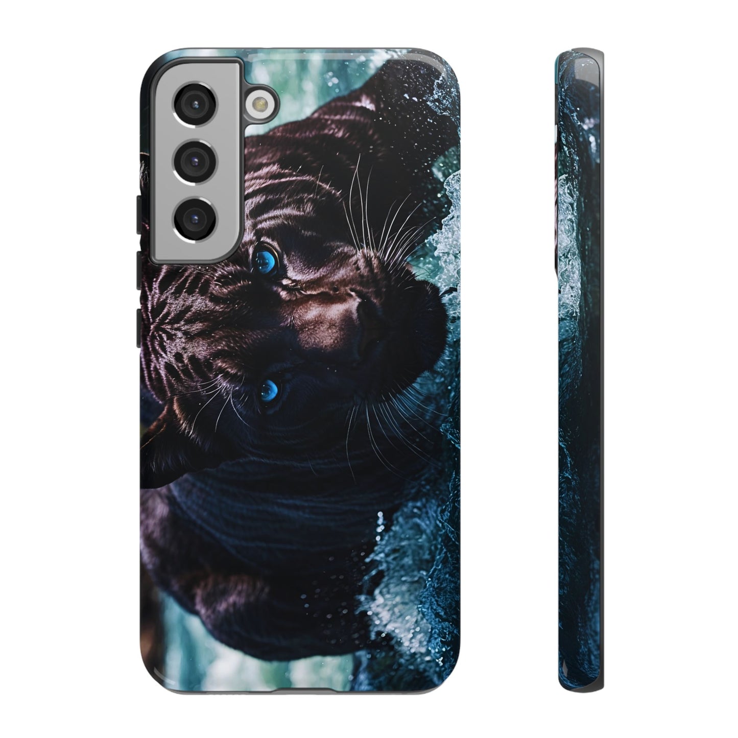 Black Jaguar Phone Case – Majestic Wildlife Design with Water Reflection, Durable Protective Cover