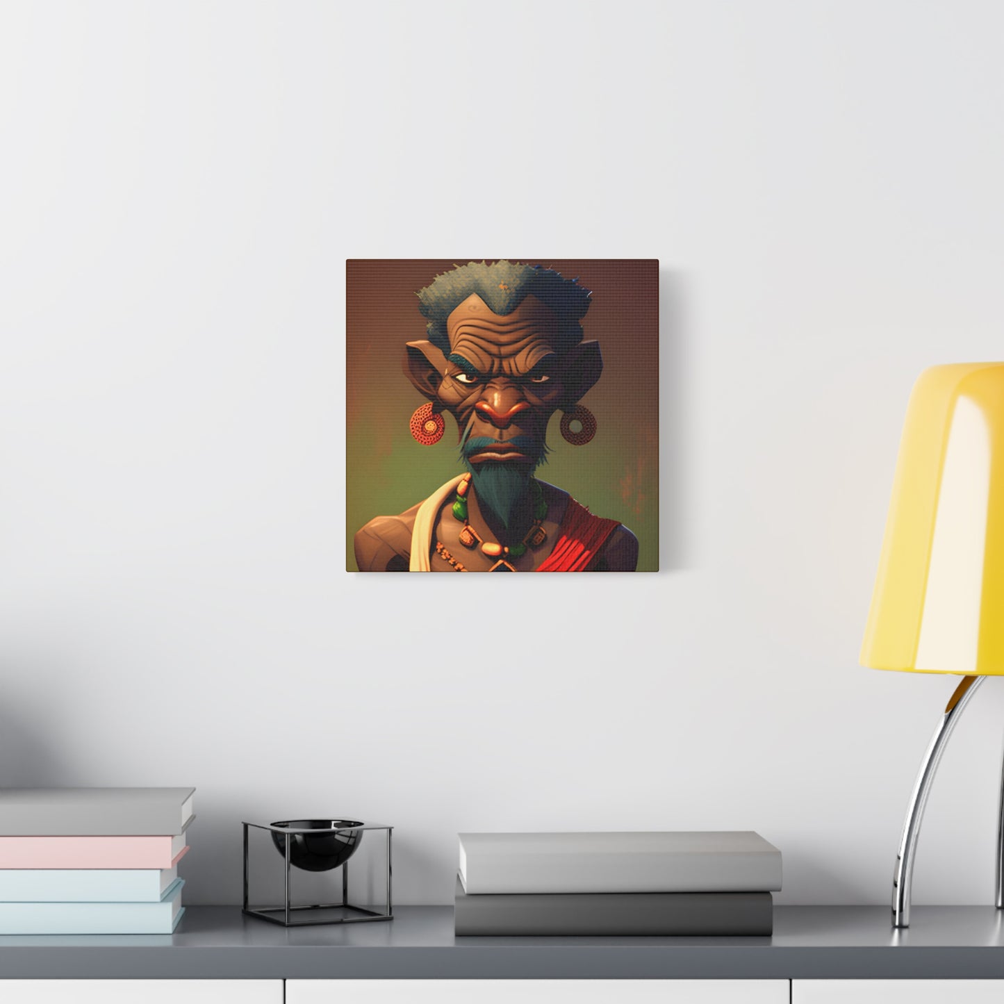Afro Futurist Tribal Elder Portrait – Bold African Character Art Canvas Print, Home Decor, Ethnic Portrait, African Culture Print, Art Gift for Collectors