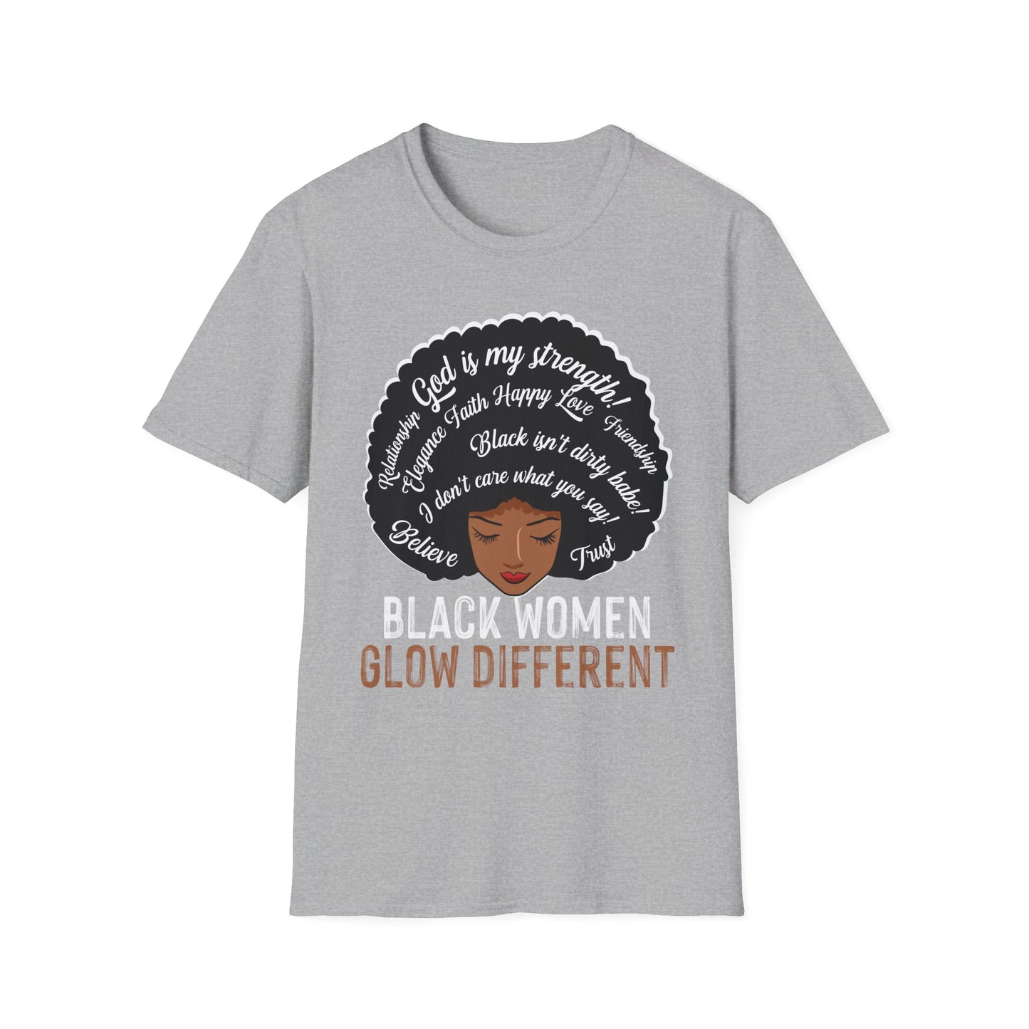 Black Women Glow Different Unisex Softstyle T-Shirt