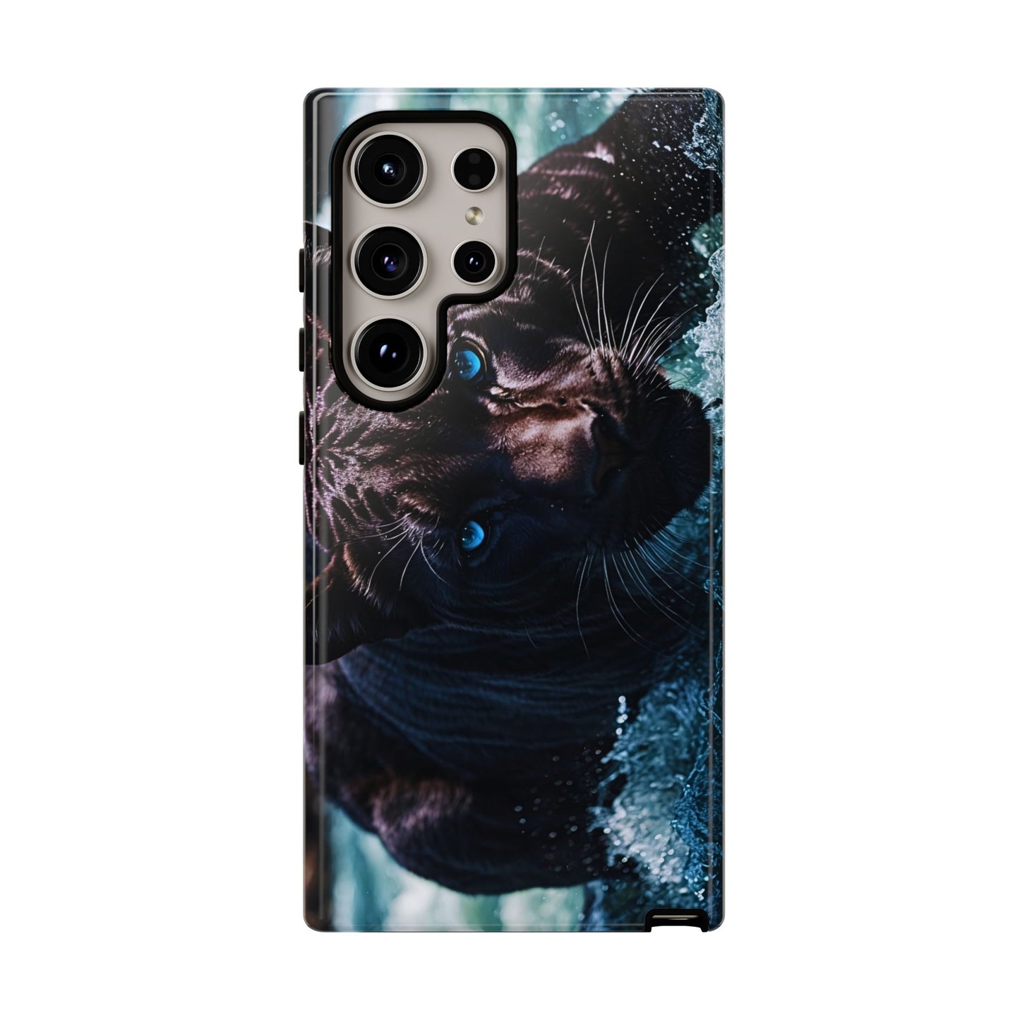 Black Jaguar Phone Case – Majestic Wildlife Design with Water Reflection, Durable Protective Cover