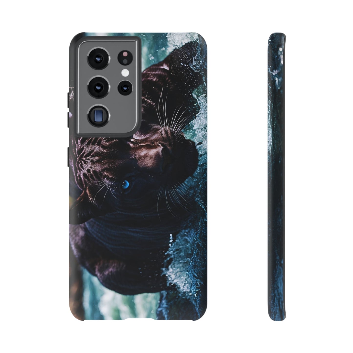 Black Jaguar Phone Case – Majestic Wildlife Design with Water Reflection, Durable Protective Cover