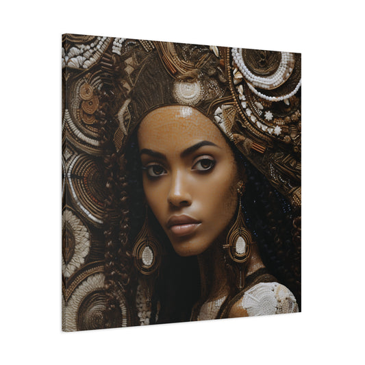 African Royal Matte Canvas – Melanin Queen Wall Art Canvas, Home Decor, Bohemian Style, Unique Gift, Modern Art, Gallery Wall