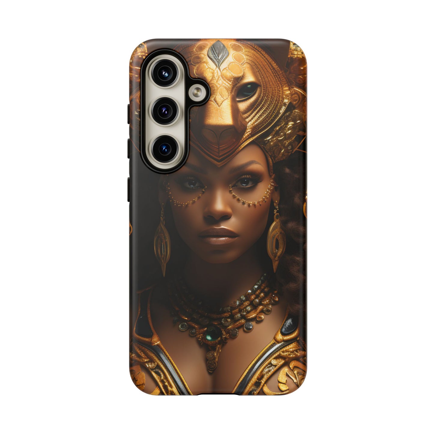 African Beauty in Golden Ceremonial Outfit Phone Case – Elegant Cultural Art Design, Stylish Protective Cover