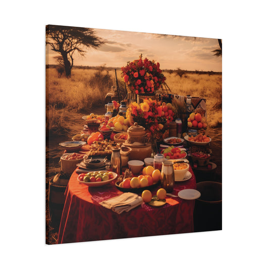 Afrocentric Food Art Print – Bold Culinary Canvas Wall Art, Home Decor, Nature Landscape, Kitchen Wall Decor, Gift for Foodies, Farmhouse Style