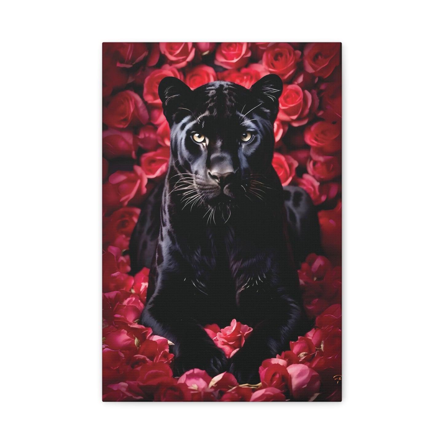 Black Panther Rose Art Canvas, Wall Decor for Animal Lovers, Unique Home Decor, Gift for Her, Nature Lover Wall Art, Floral Canvas Print