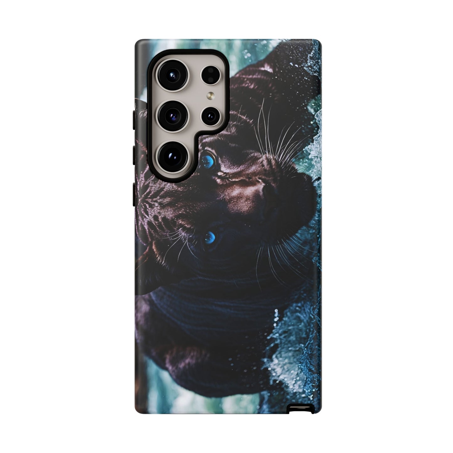 Black Jaguar Phone Case – Majestic Wildlife Design with Water Reflection, Durable Protective Cover