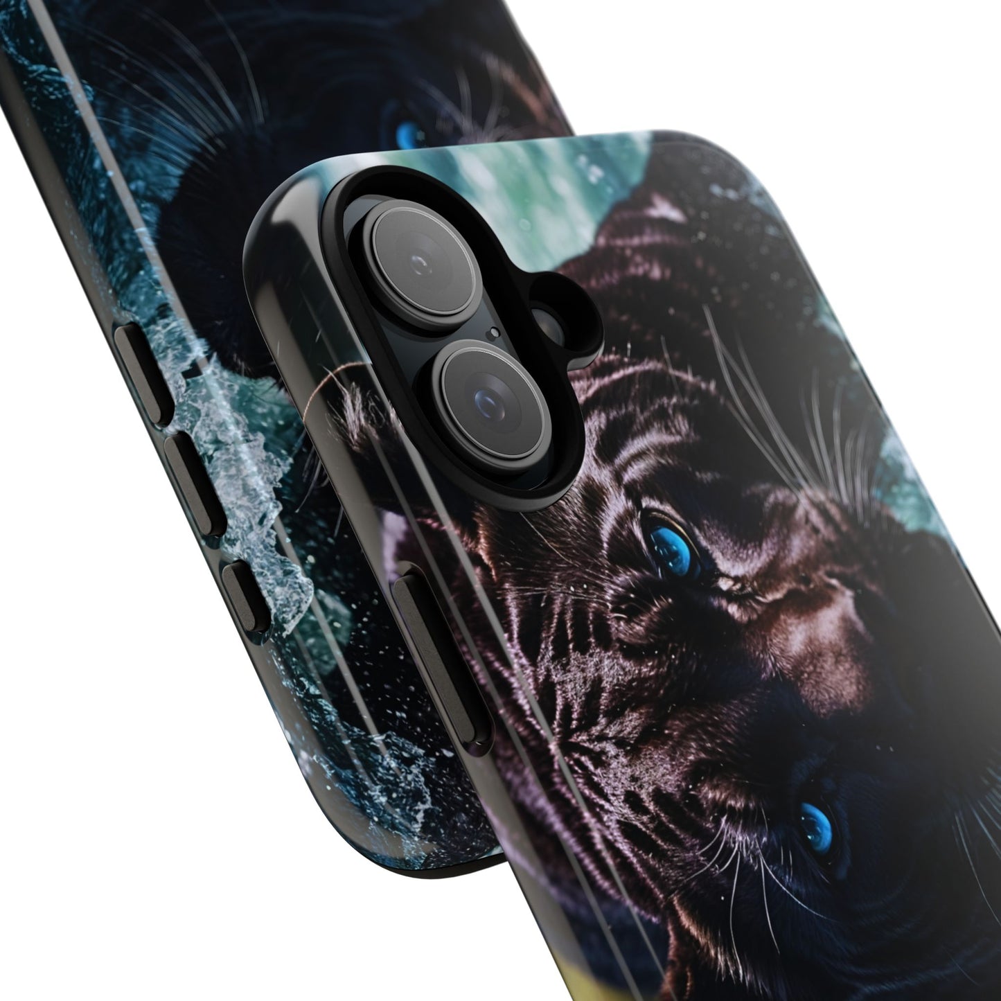 Black Jaguar Phone Case – Majestic Wildlife Design with Water Reflection, Durable Protective Cover