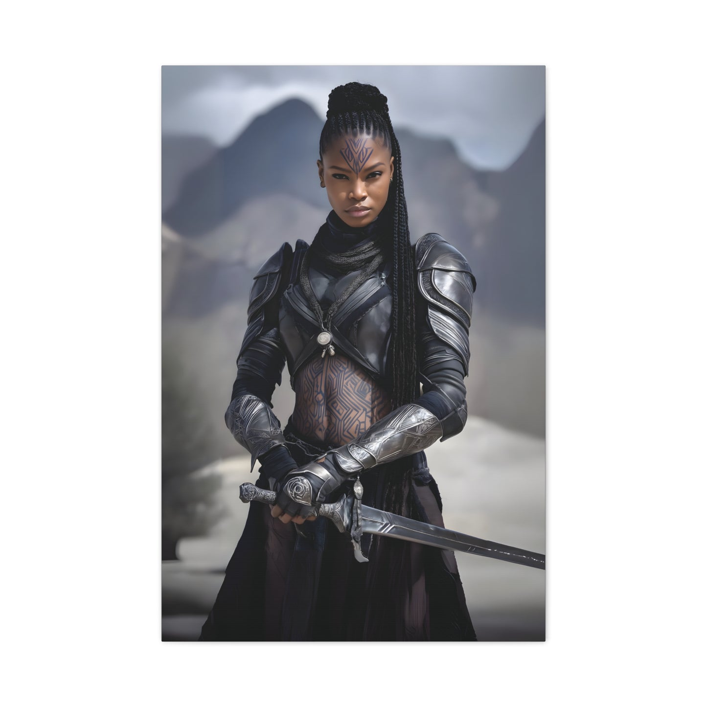 Epic Warrior Art Canvas Print, Fantasy Wall Decor, Unique Home Decor, Gift for Fans, Adventurous Art Piece, Heroic Themed Art
