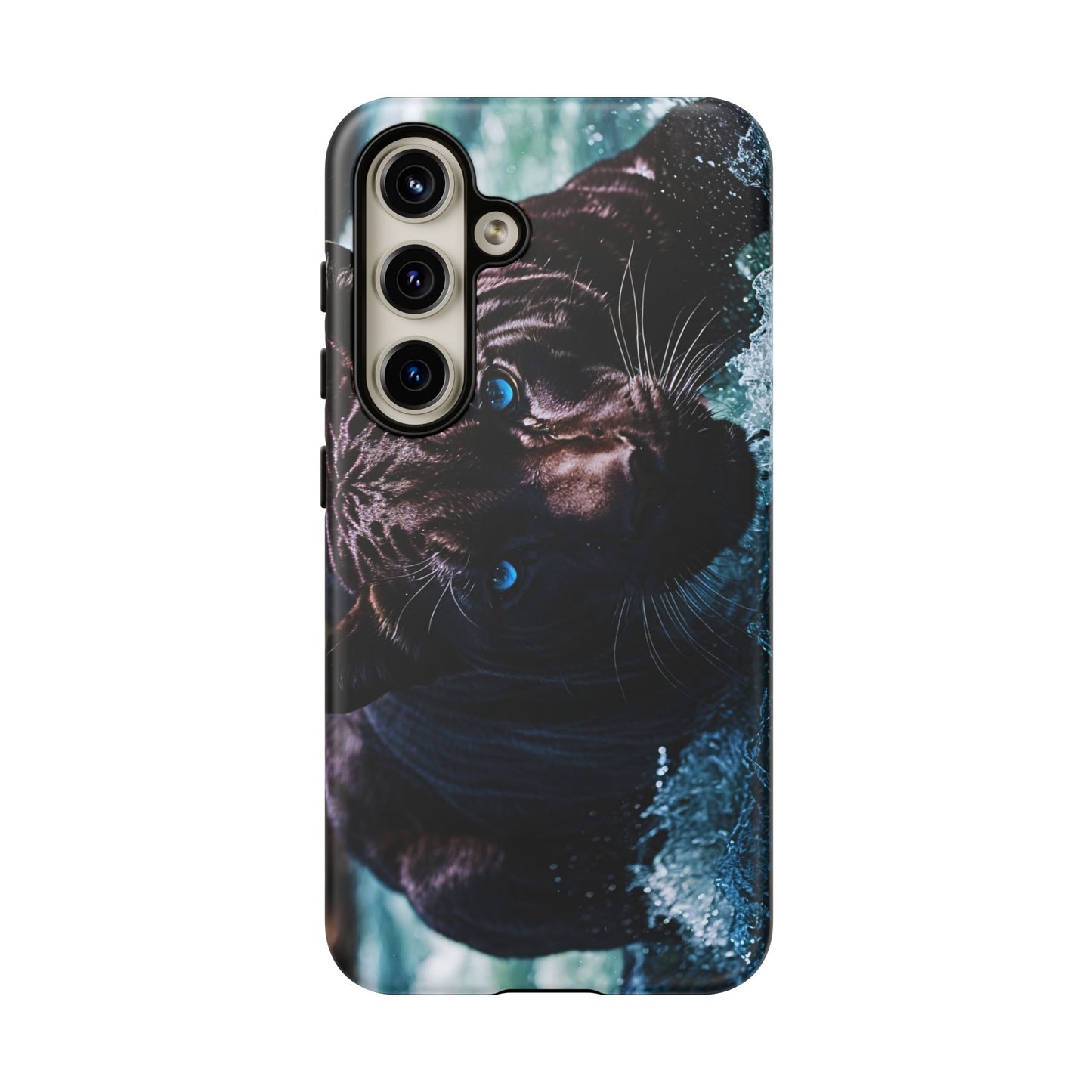 Black Jaguar Phone Case – Majestic Wildlife Design with Water Reflection, Durable Protective Cover