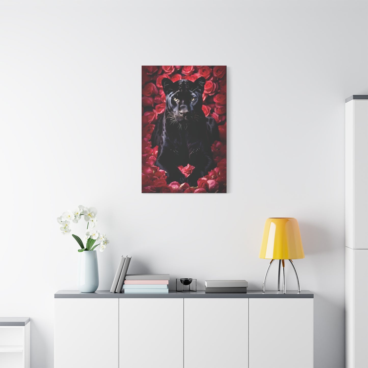 Black Panther Rose Art Canvas, Wall Decor for Animal Lovers, Unique Home Decor, Gift for Her, Nature Lover Wall Art, Floral Canvas Print