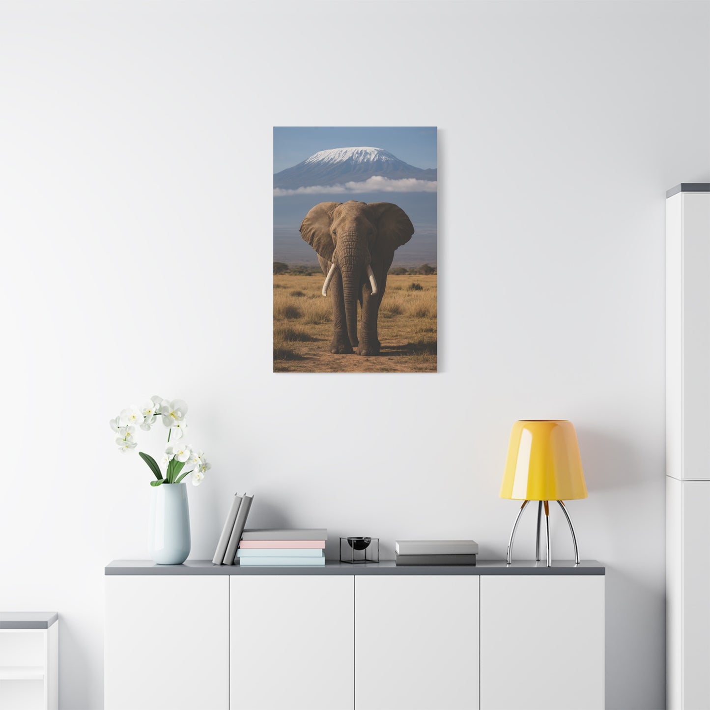 Stretched Canvas Art featuring Majestic Elephant and Kilimanjaro, Wildlife Decor, Nature Lover's Gift, Animal Wall Art, Home Decor, Nature Lovers