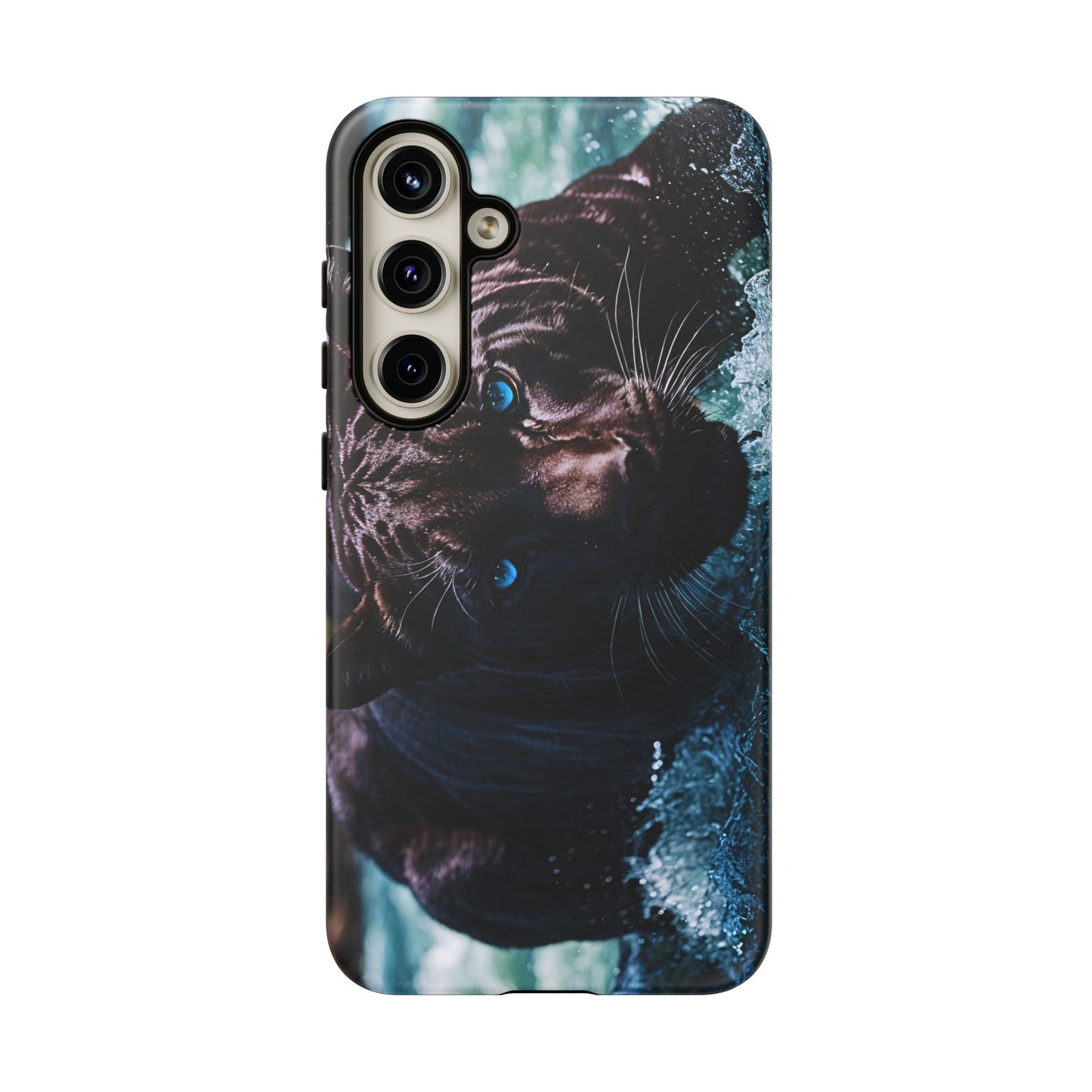 Black Jaguar Phone Case – Majestic Wildlife Design with Water Reflection, Durable Protective Cover